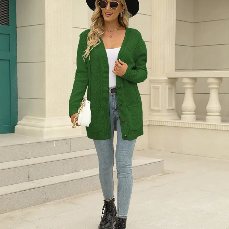 Athvotar Athvotar Long Coat Women's Long Dress Long Female Solid Color Mah-Button Cardigan Long-Sleeved British Style
