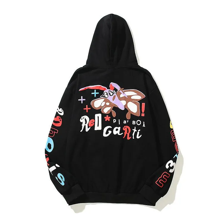 Kanye Hoodie Cartoon Graffiti Printed Hoodie Hip Hop Loose Hoodie