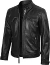 🛒fjackets Męskie kurtki sk&oacute;rzane z prawdziwej sk&oacute;ry jagnięcej &ndash; pikowana kurtka sk&oacute;rzana męska w stylu motocyklowym (Cafe Racer), zapinana na zamek