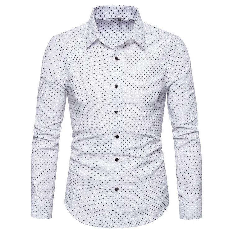 Work Shirts Men's Slim-Fit Floral Long-Sleeved Shirt Casual Shirt