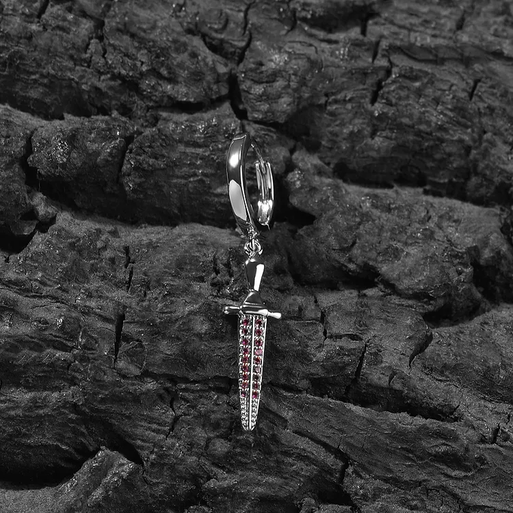 Iced Out Bling AB Version Of The Sword Earrings Hip Hop For Women And Men