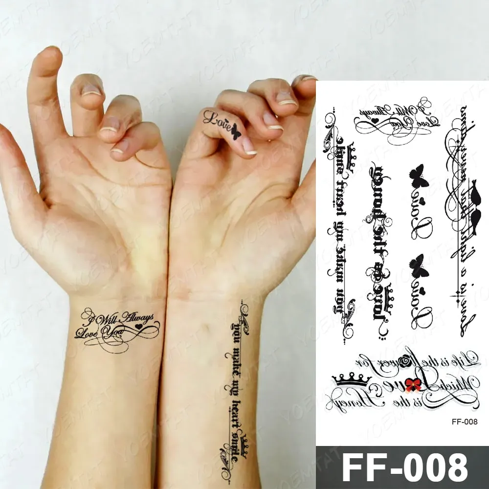 Arabic Language Waterproof Temporary Tattoo Sticker Black Love Text Word Letter Body Art Arm Couple Fake Tatoo For Women Men
