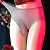 Men's Sexy Ice Silk Bikini Panties Underpants Low Rise See Through Sheer Boxer Briefs with Sheath