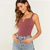 SHEIN V-Notch Thick Strap Ribbed Top 3 Colors Plain Rib-Knit Plain Slim Fit Tank Women Summer Party Highstreet 2019 Vests