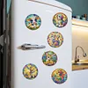 (US Local)6Pcs Acrylic Glass Painting Animals DIY Fridge Stickers for Fridge Whiteboards