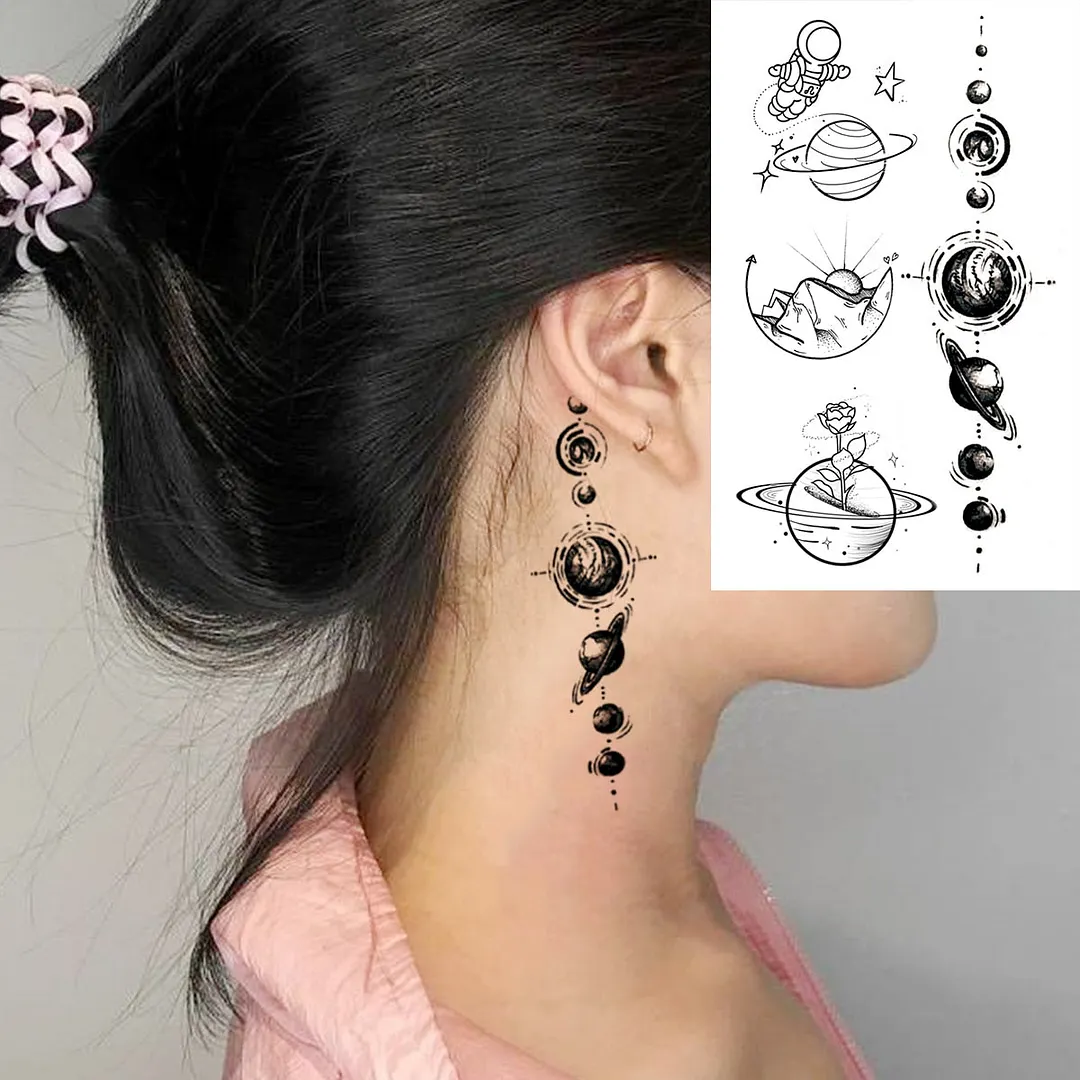 Lotus Mandala Flower Deer Sexy Temporary Tattoos For Women Neck Back Adult Geometric Tribe Fake Tattoo Body Art Waterproof Tatoo