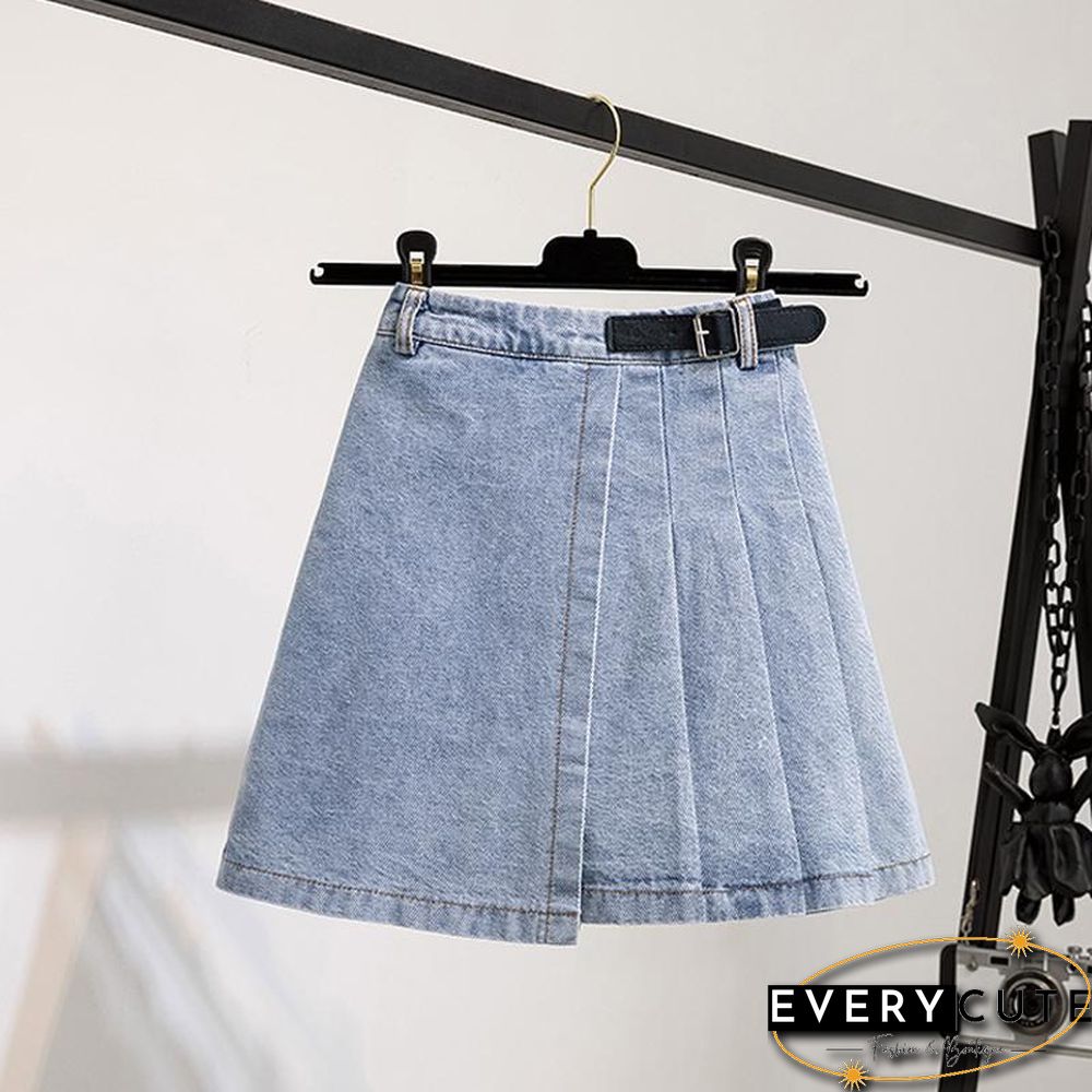 Fashion Blouse+Denim Pleated Skirt P11509