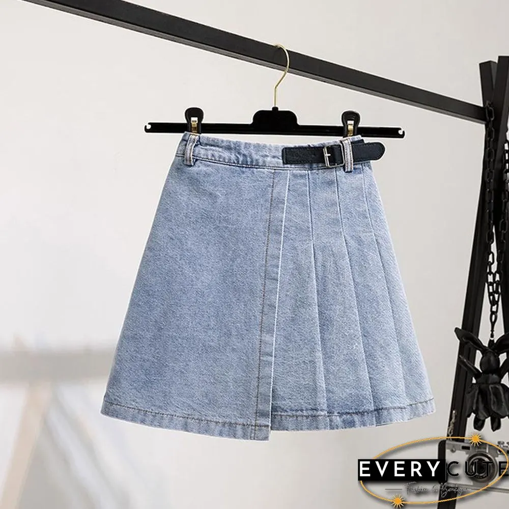 Fashion Blouse+Denim Pleated Skirt P11509