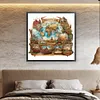 World Map-11CT Stamped Cross Stitch 60*60cm/23.62*23.62in(Big Size)