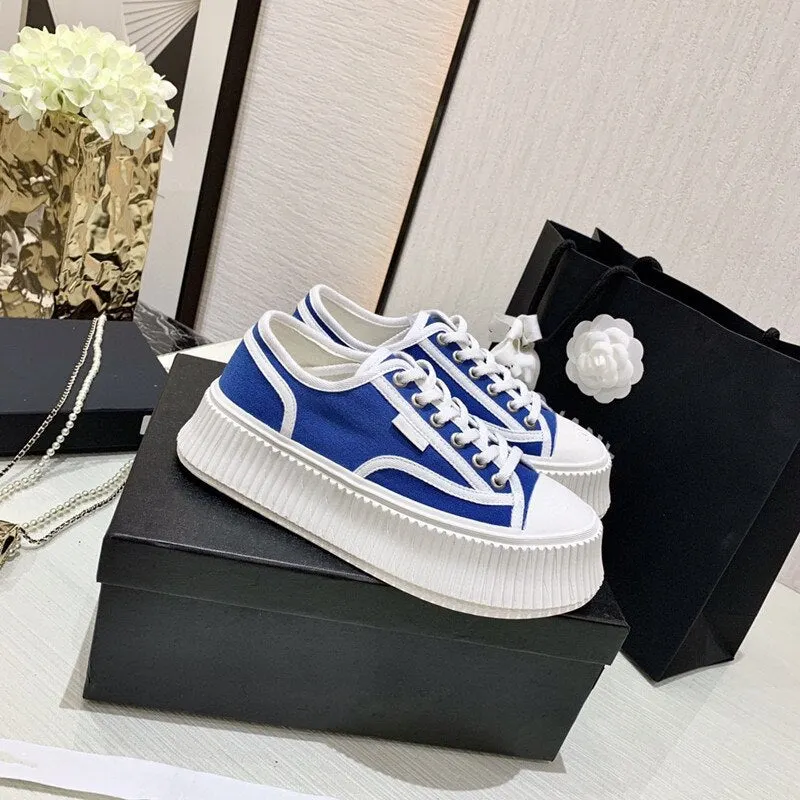 Little White Shoes Female Lace-Up Platform Cake Thick-Soled Casual Biscuit Shoes Female 2021 Spring And Autumn New Inner Increas