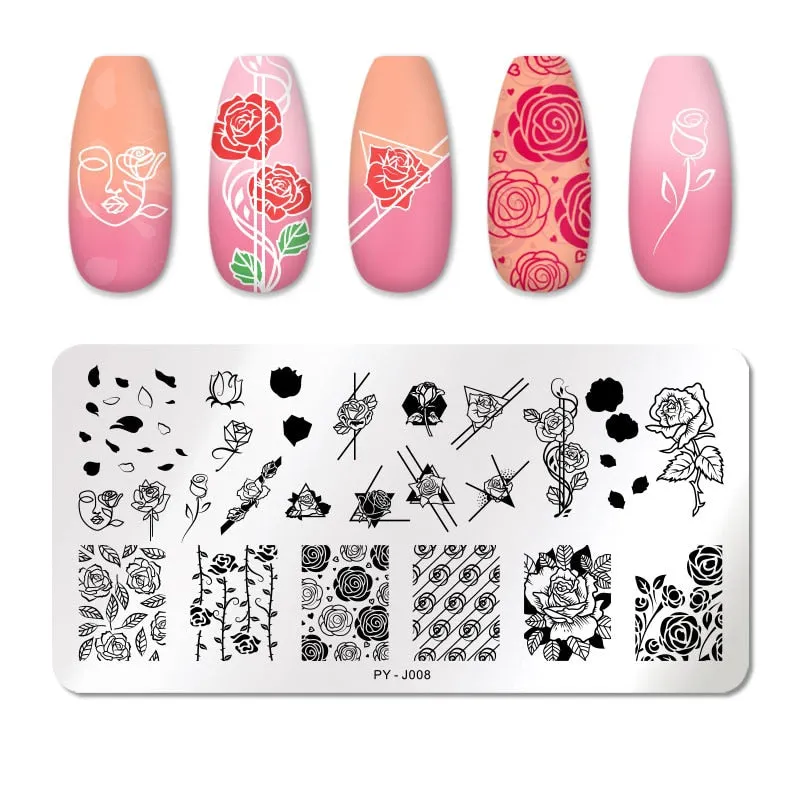 PICT YOU Nail Stamping Plates Flower Plant Pattern Nail Art Plate Stencil Stainless Steel Line Pictures Theme Image Plates Mold-Nail Inspo