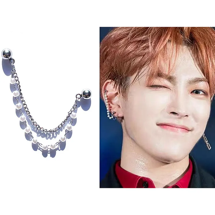 ATEEZ Hong-Joong Pearl Chain Earrings