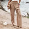 Pantalon smock&eacute; &agrave; poches en m&eacute;lange de lin Fresh Air