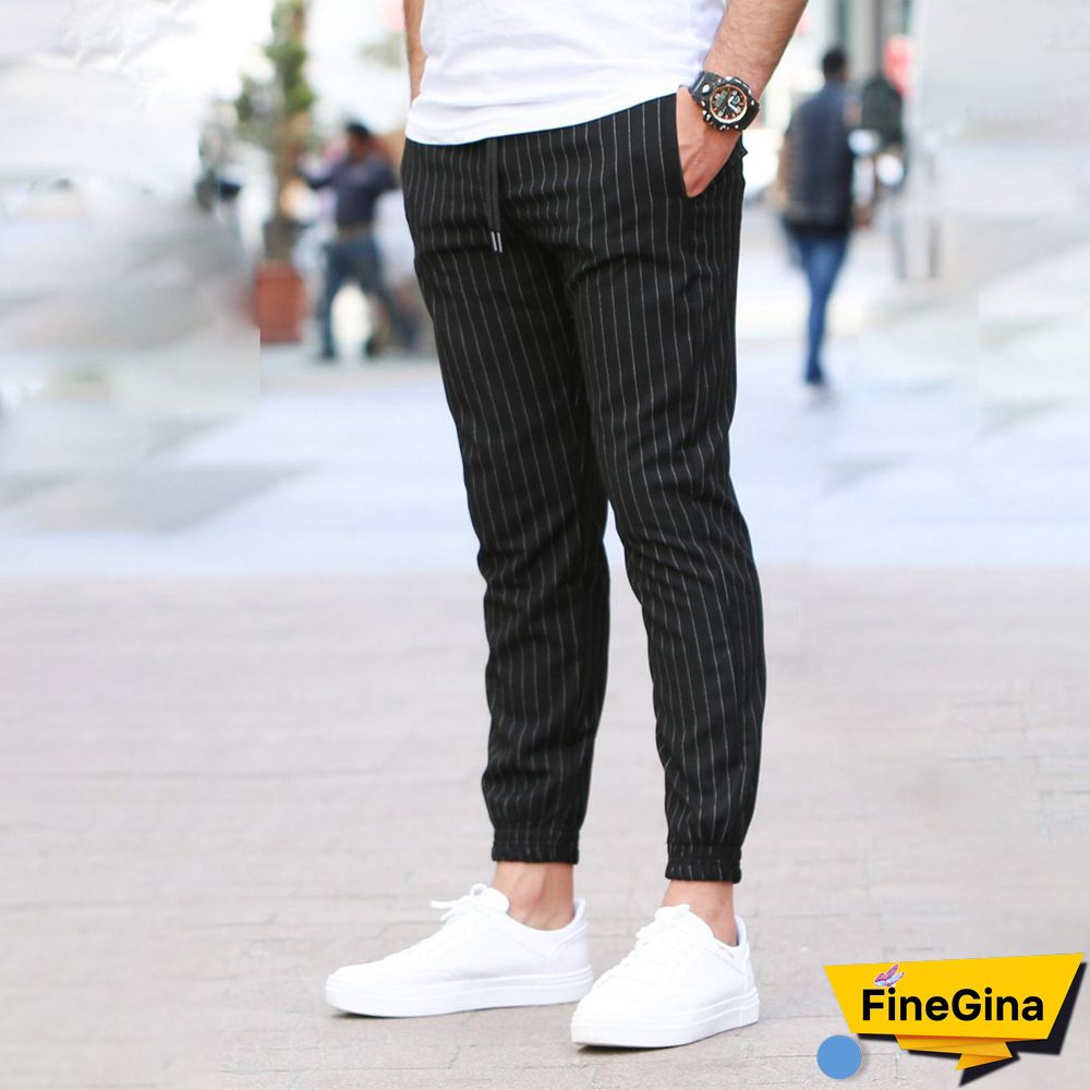 Fashion Vertical Stripes Mens Casual Pants