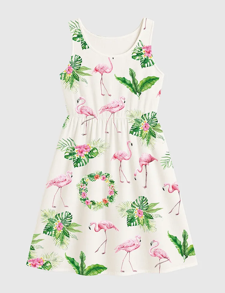 Women's Pink Flamingo Sleeveless Dress