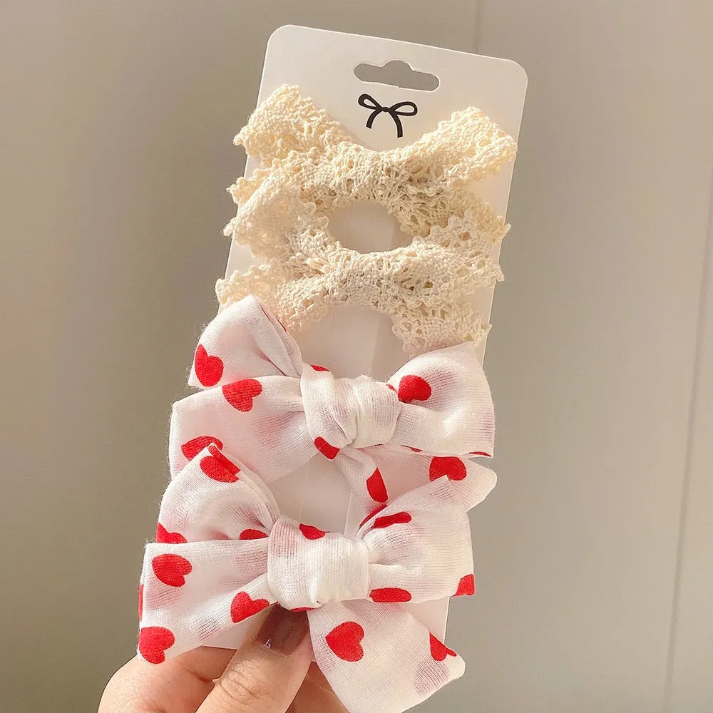4Pcs/set 2021 New Leopard Print Hair Clips For Cute Girls BB Boutique Hairpins Bowknot Barrettes Headwear Kids Hair Acesssories