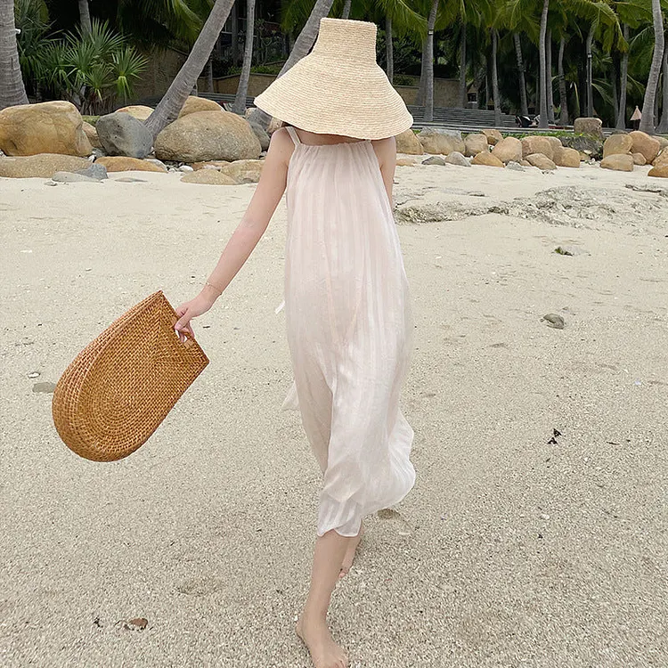 Fairy Dress Summer Strap Fairy Dress French Style V-neck Backless Beach Dress