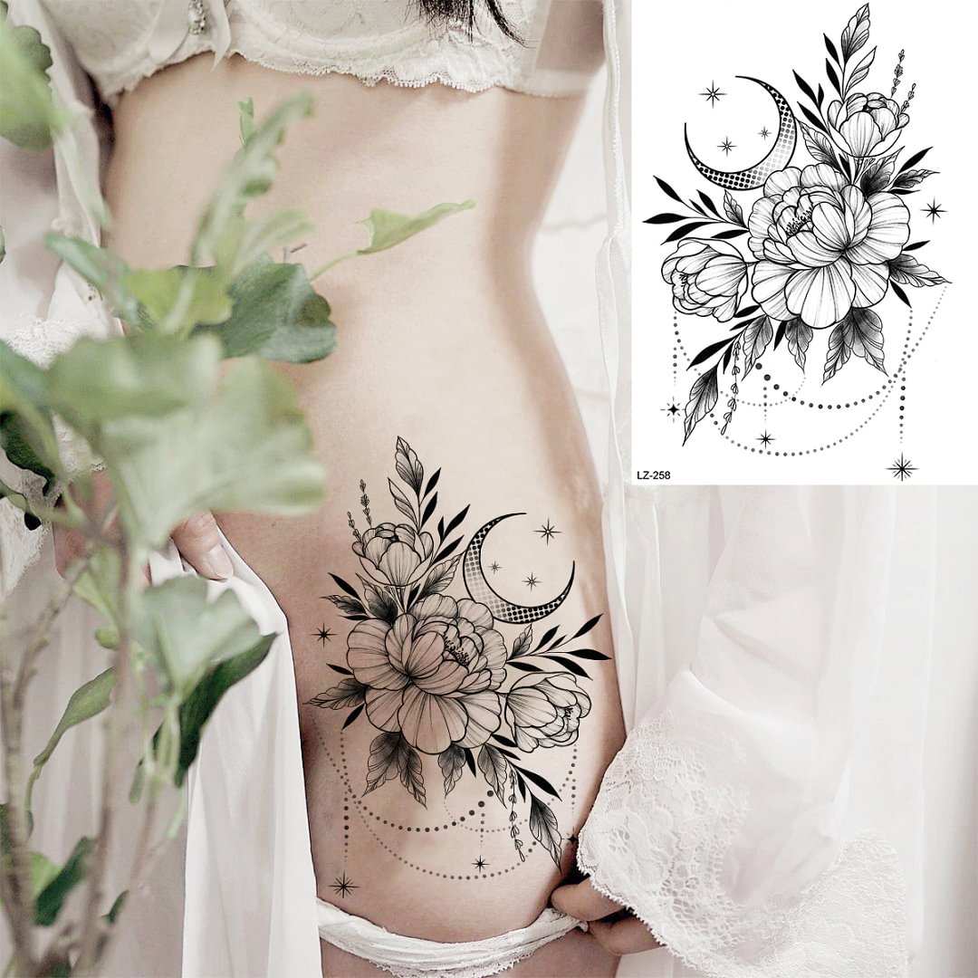 Sdrawing Halloween Skeleton Skull Vampire Temporary Tattoos For Women Adult Rose Flower Fake Tattoo Body Art Leg Arm Tatoo
