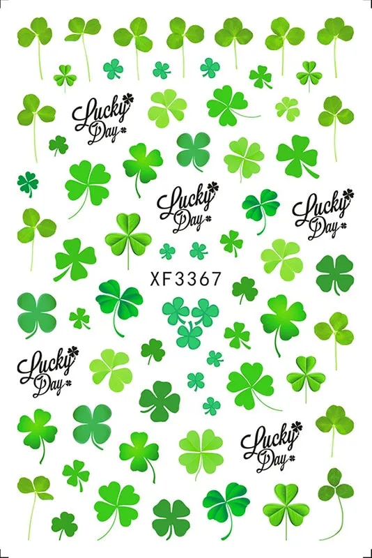 3D Nail Art Stickers Manicure Decoration Design Nail Art Decal Green Clover Leaf Nail Art Designer Decals Beautiful Flower