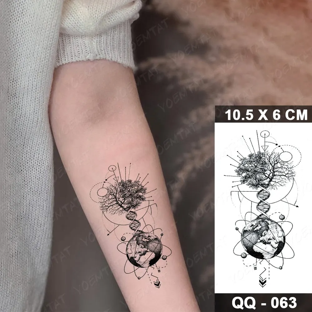 Waterproof Temporary Tattoo Sticker Small Lines Flowers Flash Tatoo Geometry Hand Arm Wrist Fake Tatto For Body Art Women Child