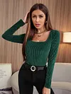 Solid Color Long-sleeved Slim T-shirt For Women