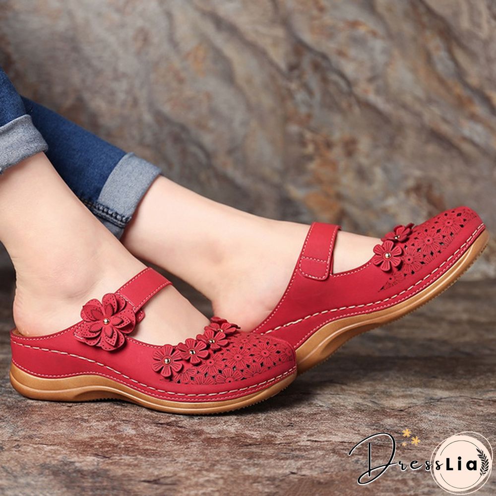 Women Vintage Style Sandals Flats Shoes Summer Casual Shoes Retro Shoes for Women Leather Shoes