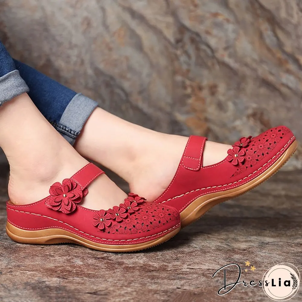 Women Vintage Style Sandals Flats Shoes Summer Casual Shoes Retro Shoes for Women Leather Shoes