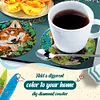 6Pcs/set Diamond Painting Wooden Puppy Coaster Cup Cushion With Holder