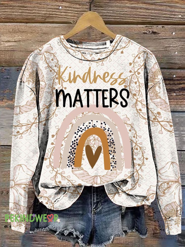 Kindness Matters Printed Casual Sweatshirt Multicolor / S