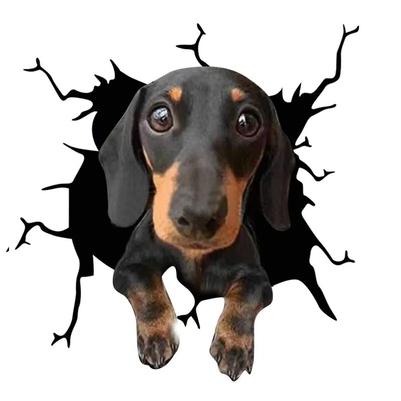 Electrostatic Glass Film Simulation Funny Car Window Sticker Dog Creative Broken Car Decorative Window Painting Waterproof
