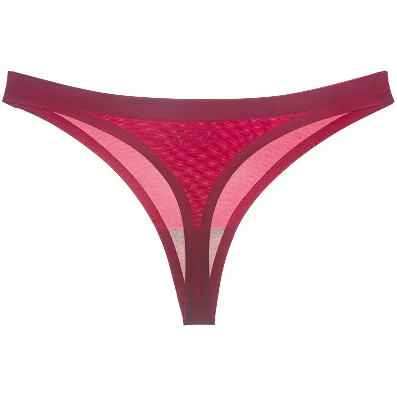 Women's Thong Underwear Ice Silk T-back G String Sexy Brief Ultra-thin Thongs Female Panty Tangas Low-Rise Panties Lingerie