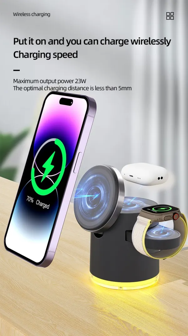 Magnetic 3-in-1 Wireless Charger