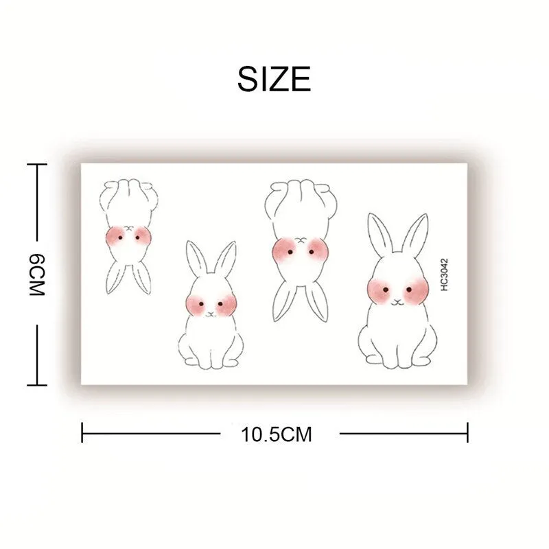 2pcs Geometric Planet Fashion Temporary Tattoo Sticker Cute Rainbow Rabbit Cat Colorful Arm Body Art Large Fake Tattoo Sticker