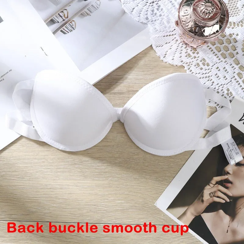Women Strapless Bra Sexy Invisible Push Up Bralette Front Closure Seamless Padded Underwear Party Wedding Brassiere Lingerie