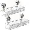 Glacier Pattern Transparent Shower Storage Rack Punch-Free Suction Cup Shelf