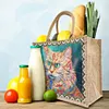 Diamond Painting Cat Linen Tote Bag Replaceable Canvas for Women
