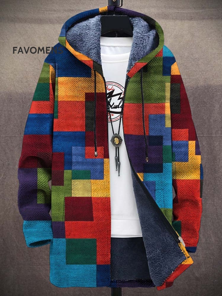 Men&rsquo;s Color Fashion Plush Thick Long-Sleeved Sweater Coat Cardigan Colorful / M