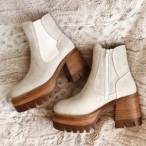 Fashion Faux Suede Zipper Boots