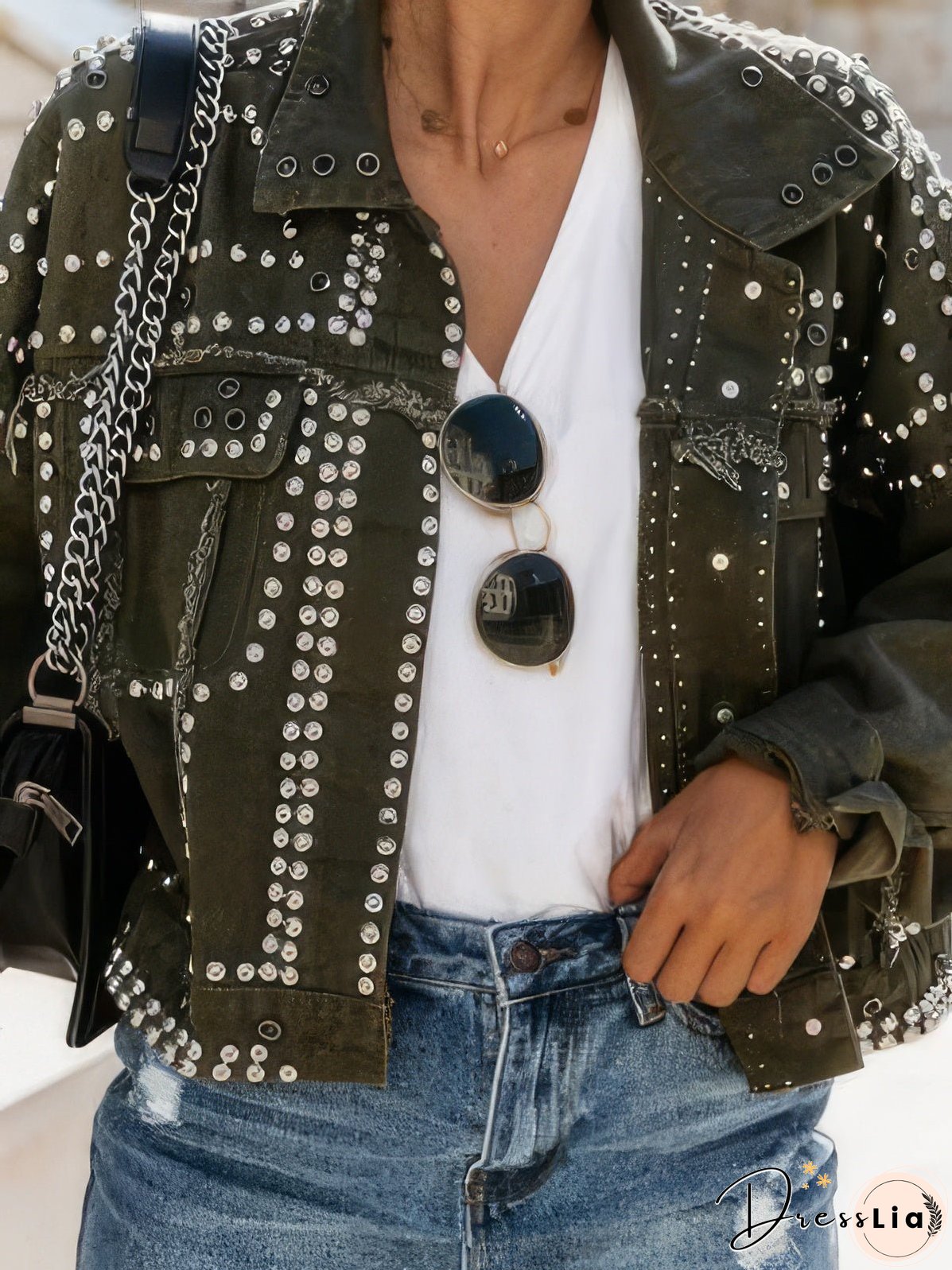 Street Fighter Motorcycle Washed Denim Rivet Jacket