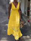 Crochet Plunging Empire Maxi Dress