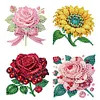 4Pcs Diamond Painting Brooch Diamond Painting Pins Jewelry Kit (Flower)