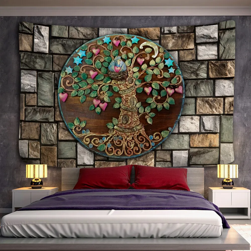 Death Mushroom Forest Tapestry Wall Hanging Fairy Tale Castle Skeleton Bohemian Psychedelic Home Dormitory Dream Decor