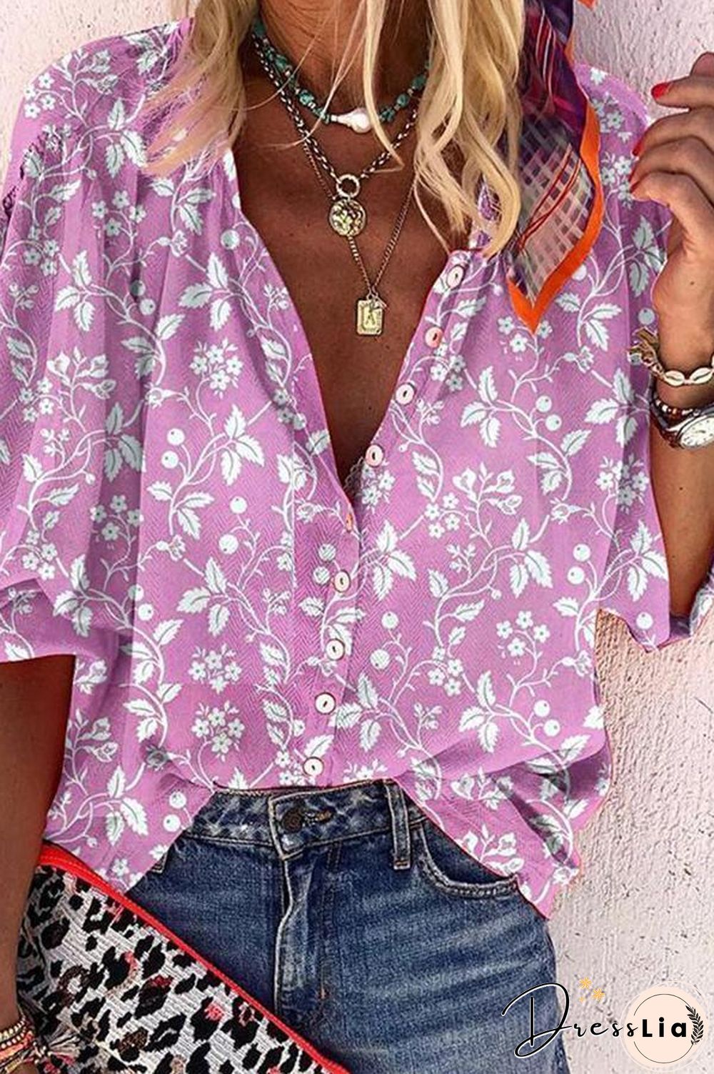 Floral Printed Puff Sleeve Shirt (5 Colors) P11969