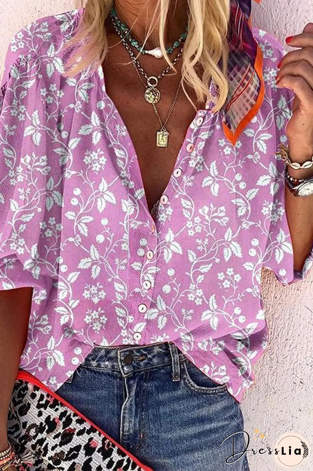 Floral Printed Puff Sleeve Shirt (5 Colors) P11969