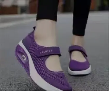Qengg Running Sneakers Women Fashion Mesh Breathable Casual Wedge Platform Hiking Shoes Female Tenis Feminino Zapatillas Mujer