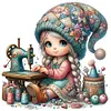 Gnome Sewing-11CT Stamped Cross Stitch 50*50cm/19.69*19.69in
