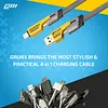 USB Cable Multi Charging Cord: 100W 4FT Black Braided Flat Cable 4-in-1 with AC Type Micro Lightning Plug &ndash; Fast Charging and Data Transfer EDC