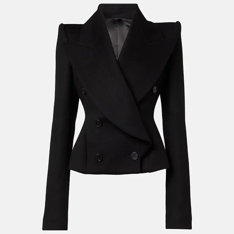 Nigikala Nigikala Early Autumn New Fashion Double Buckle Simple Body Cover Wool Jacket Jacket