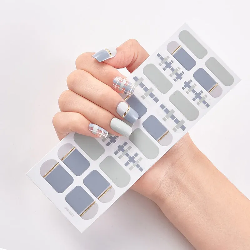 22 Tips/Sheet Solid And Shivering Patterned Nails Nail Wraps DIY Self Adhesive Nail Art Stickers 2020 Designer Nail Decals