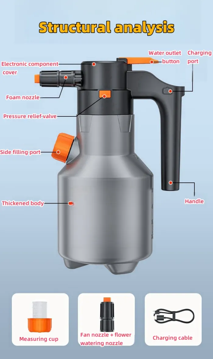 Electric car wash foam spray bottle